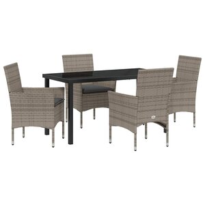 vidaXL Ensemble de salle à manger pour jardin 5 Pièces Gris polyrotin