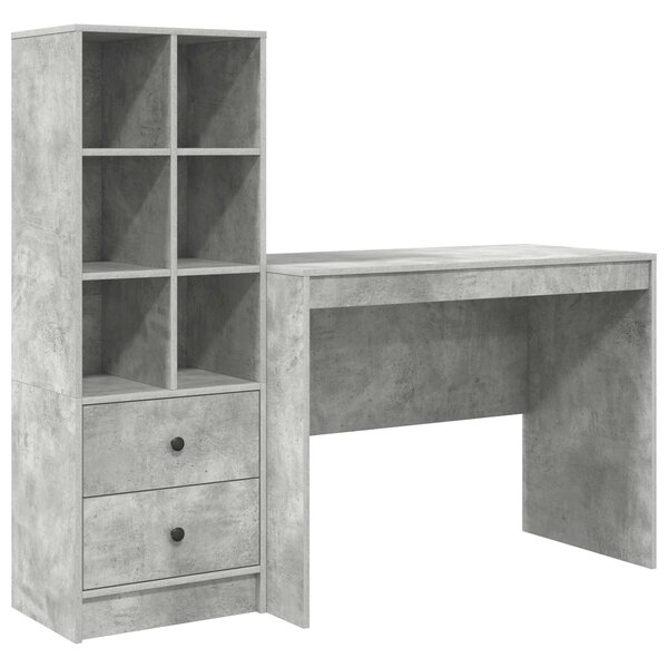vidaXL Bureau avec tiroir 2 Pièces Gris béton