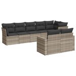 vidaXL Salon de jardin 8 Pièces avec coussins gris clair résine tressée