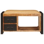 vidaXL Banc de rangement avec toile 80x35x40 cm en bois massif brut de mangue