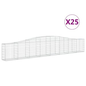 vidaXL Paniers à gabions arqués 25 Pièces 400x30x60/80 cm Fer galvanisé