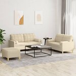 vidaXL Ensemble de canapés 3 Pièces avec coussins crème tissu