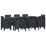 vidaXL Ensemble de salle à manger de jardin 9 pièces avec coussins anthracite en poly rattan