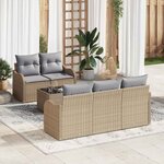vidaXL Ensemble de canapé de jardin 6 Pièces Beige  Gris 55 x 55 x 37 cm