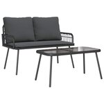 vidaXL Ensemble de salle à manger pour jardin 2 Pièces Noir polyrotin