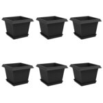 vidaXL Pots de plantes 6 Pièces Noir 23 x 23 x 17 5 cm Plastique