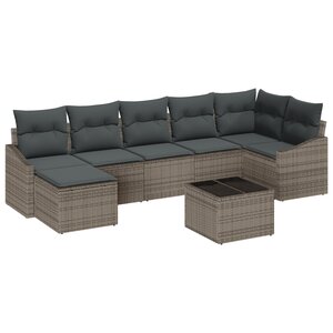 vidaXL Ensemble de canapé de jardin 7 pièces avec coussins en rotin synthétique noir