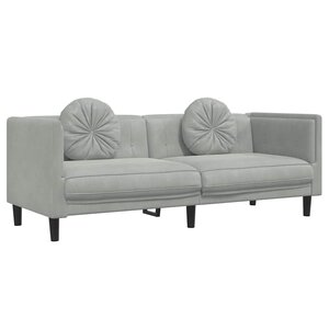 vidaXL Canapé avec coussins 3 places gris clair velours