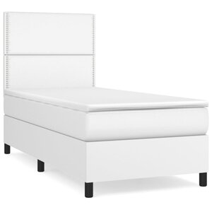 vidaXL Sommier à lattes de lit avec matelas Blanc 90x200 cm Similicuir