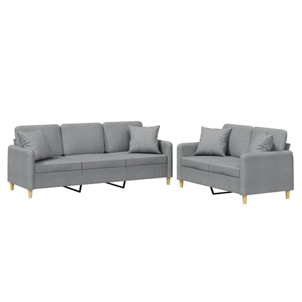 vidaXL Ensemble de canapés 2 Pièces coussins gris clair tissu