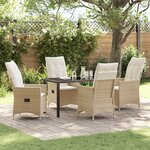 vidaXL Ensemble de salle à manger de jardin 5 pièces avec coussins beige rattan poly