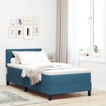 vidaXL Lit de box spring avec matelas et LED bleu foncé 90x190 cm velours