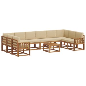 vidaXL Ensemble de canapés d'extérieur 11 Pièces Naturel et Beige