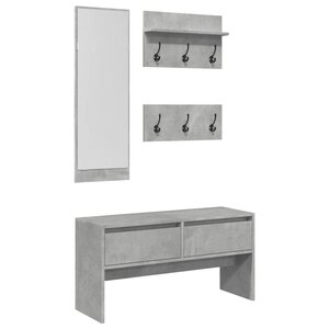 vidaXL Ensemble de meubles de couloir 4 Pièces gris béton bois ingénierie
