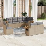 vidaXL Salon de jardin avec coussins 8 Pièces beige résine tressée