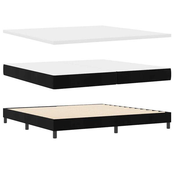 Lit Box Spring vidaXL avec Matelas Noir 200x200 cm Velours