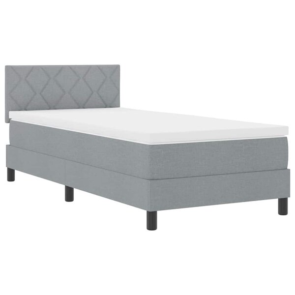 vidaXL Lit boxspring avec matelas Gris clair 90 x 200 cm tissu