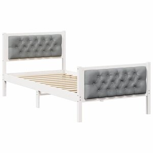vidaXL Cadre de lit avec tête de lit Gris clair 90 x 200 cm Pin massif