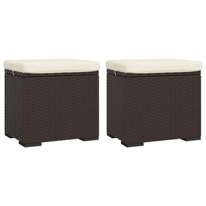 vidaXL Poufs avec coussins lot de 2 marron 40x30x40 cm résine tressée