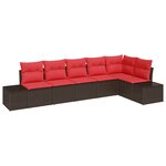 vidaXL Ensemble de canapé de jardin avec coussin 6 Pièces Marron et rouge