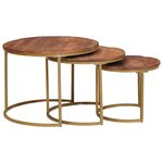 vidaXL Tables basses gigognes 3 Pièces Bois de mangue massif et acier
