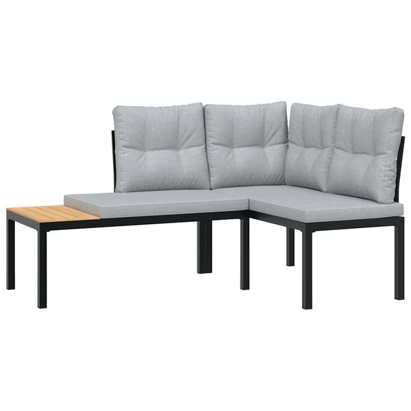 vidaXL Bancs de jardin avec coussins lot de 2 acier enduit de poudre