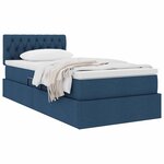 vidaXL Lit avec rangement et matelas avec tête de lit Bleu 90 x 190 cm