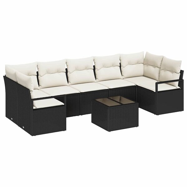 vidaXL Ensemble de canapé de jardin 8 Pièces Noir  Crème 55 x 55 x 37 cm