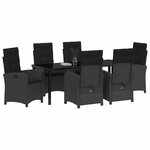 vidaXL Ensemble de salle à manger pour jardin 7 Pièces Noir polyrotin