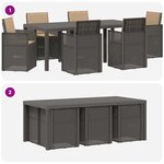 vidaXL Ensemble de salle à manger pour jardin avec coussin 7 Pièces PP