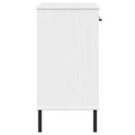 vidaXL Armoire console avec pieds en métal Blanc Bois pin massif OSLO