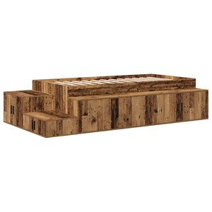 vidaXL Cadre de lit avec rangement Bois ancien 234 x 103 x 53.5 cm