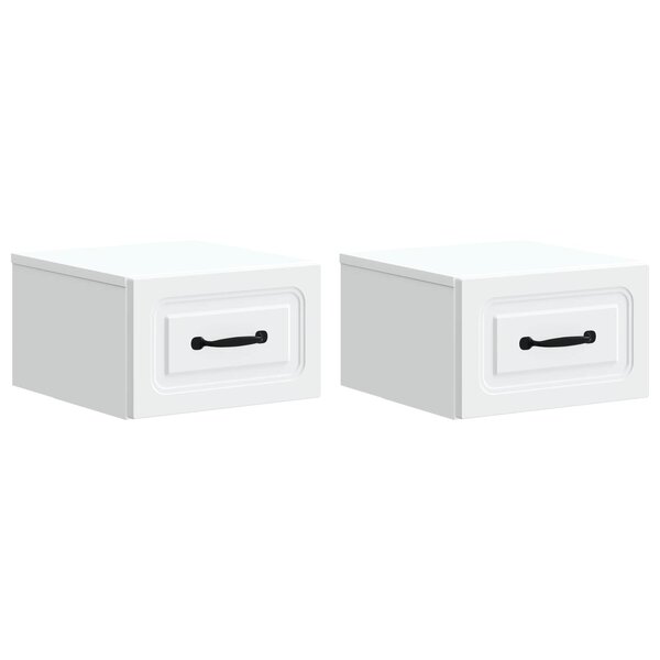 vidaXL Cabinet de chevet mural 2 pc Blanc 34 5 x 33 x 20 cm