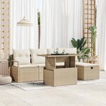 vidaXL Ensemble de canapé de jardin 6 Pièces Beige Poly rotin