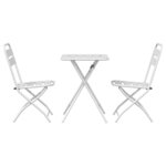 vidaXL Ensemble de Bistro Pliable 3 Pièces en Acier Blanc de