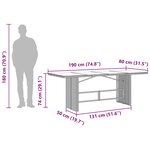 vidaXL Table de jardin dessus en verre noir 190x80x74cm résine tressée