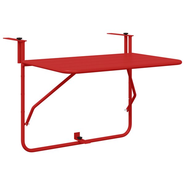 Table de balcon suspendue pliable vidaXL Rouge 60x40 cm Acier