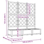 vidaXL Jardinière avec treillis 3 Pièces Blanc 120x40x125.5 cm