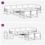 vidaXL Ensemble de canapés d'extérieur 9 Pièces Blanc et noir