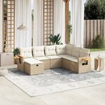 vidaXL Salon de jardin avec coussins 7 Pièces beige résine tressée