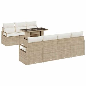 vidaXL Ensemble de canapé de jardin 8 Pièces Beige et crème polyrotin