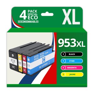 123CONSOMMABLES - 953XL - Pack de 4 Cartouches d'encre compatibles avec HP Officejet Pro 8715 8710  HP Officejet Pro 7720 7740 8730 8720 8725 8210