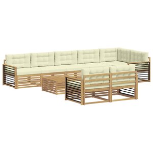 vidaXL Ensemble de canapés d'extérieur 9 pc Blanc et crème Polyester