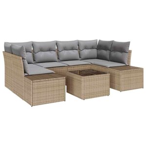 vidaXL Ensemble de canapé de jardin avec coussin 7 Pièces Beige et gris