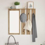 vidaXL Porte-manteau mural avec miroir chêne artisanal 84 x 10 x 80 cm