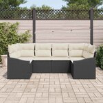 vidaXL Ensemble de canapé de jardin avec coussin 6 Pièces Noir et Crème