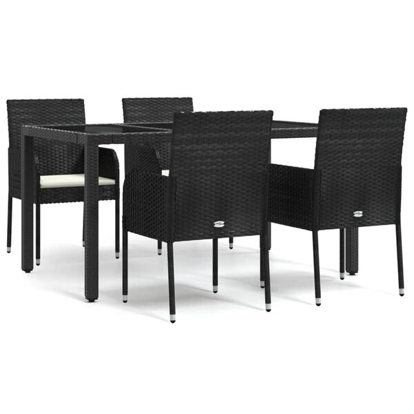 vidaXL Ensemble à manger de jardin coussins 5Pièces Noir Résine tressée