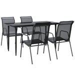 vidaXL Ensemble à manger de jardin 5 Pièces noir textilène et acier
