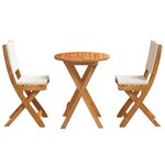 vidaXL Ensemble Bistro de 3 Pièces avec Coussins en Bois d'Acacia Massif