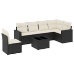 vidaXL Salon de jardin 7 Pièces avec coussins noir résine tressée